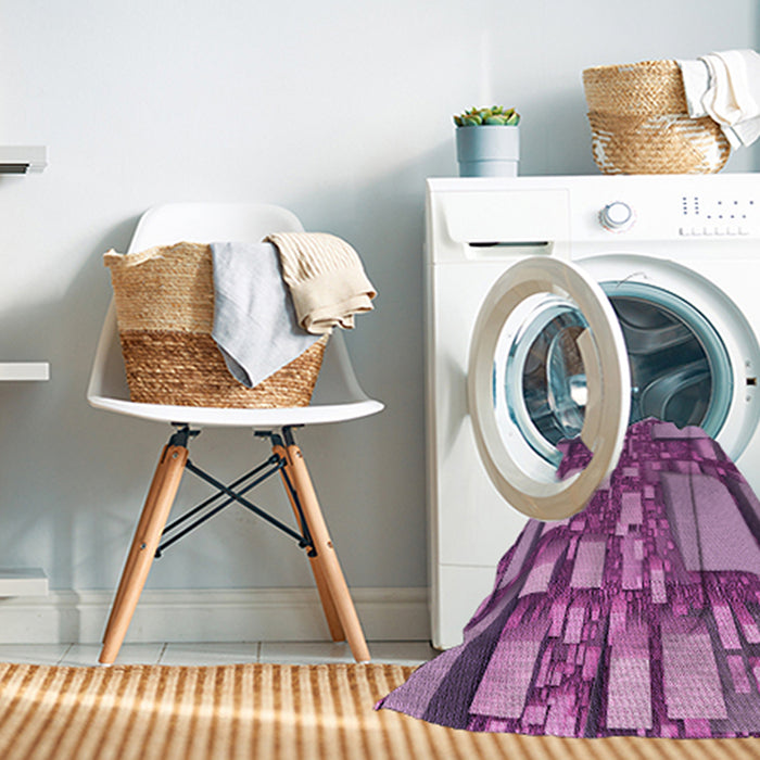 Machine Washable Transitional Dark Magenta Purple Rug in a Washing Machine, wshpat566pur