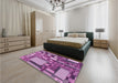 Patterned Dark Magenta Purple Rug in a Bedroom, pat566pur