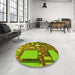 Round Patterned Pistachio Green Rug in a Office, pat566yw