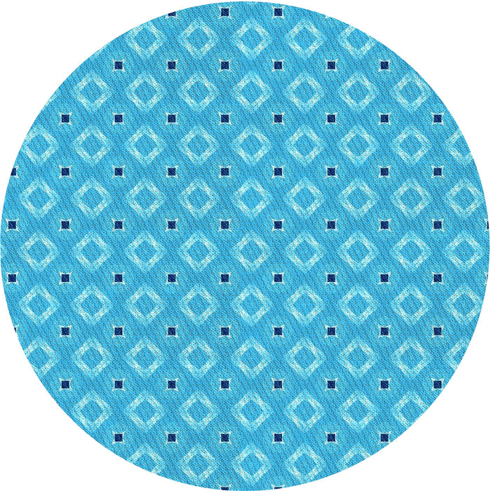 Square Patterned Bright Cyan Blue Rug, pat567lblu