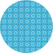 Square Patterned Bright Cyan Blue Rug, pat567lblu