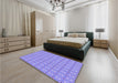 Patterned Light Slate Blue Rug in a Bedroom, pat567pur