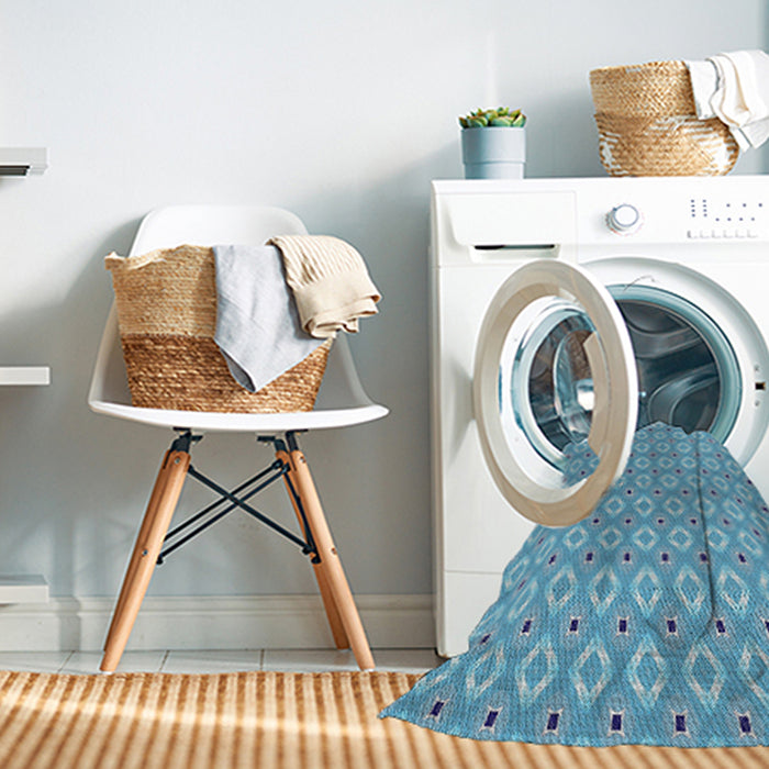 Machine Washable Transitional Blue Rug in a Washing Machine, wshpat567