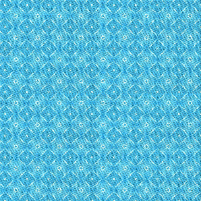 Round Patterned Bright Cyan Blue Rug, pat568lblu