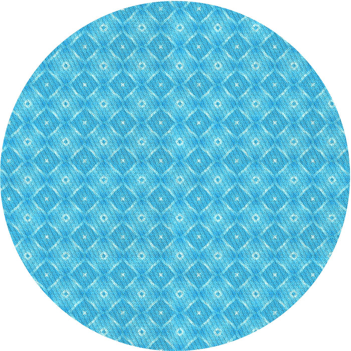 Square Patterned Bright Cyan Blue Rug, pat568lblu