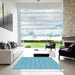 Square Machine Washable Transitional Blue Ivy Blue Rug in a Living Room, wshpat568