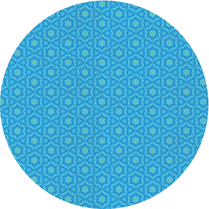 Square Patterned Bright Cyan Blue Rug, pat569lblu