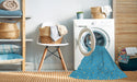 Machine Washable Transitional Bright Turquoise Blue Rug in a Washing Machine, wshpat569