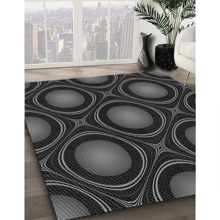 Patterned Midnight Gray Rug in Family Room, pat57gry