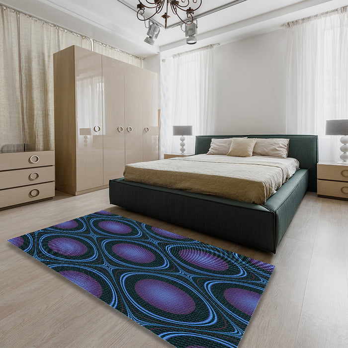 Machine Washable Transitional Blue Rug in a Family Room, wshpat57lblu