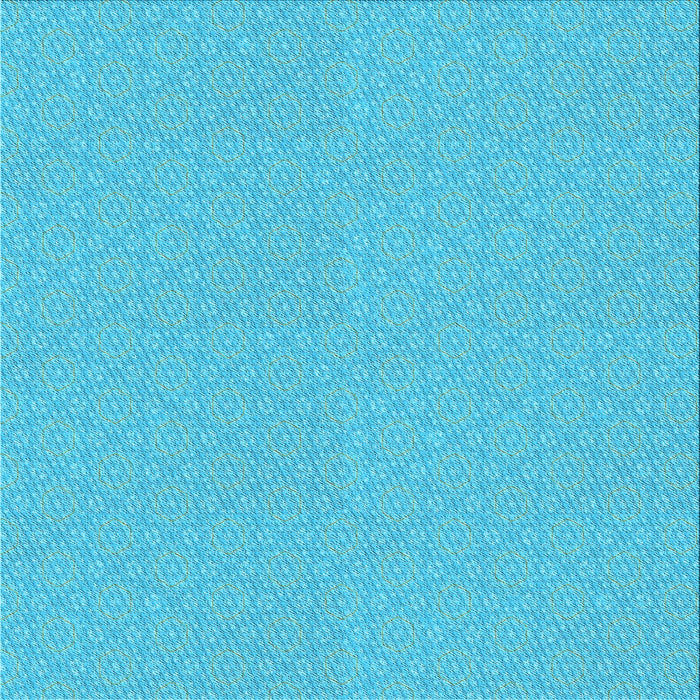 Round Patterned Bright Cyan Blue Rug, pat571lblu