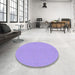 Round Patterned Purple Mimosa Purple Rug in a Office, pat571pur