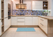 Machine Washable Transitional Blue Rug in a Kitchen, wshpat571