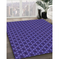 Patterned Denim Dark Blue Rug, pat572pur