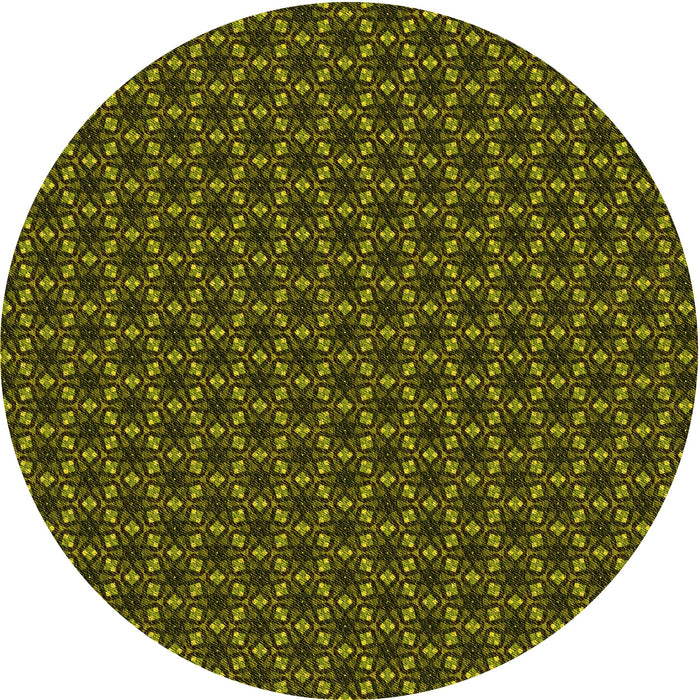 Square Patterned Dark Yellow Green Rug, pat572yw