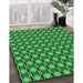 Patterned Forest Green Rug in Family Room, pat573grn