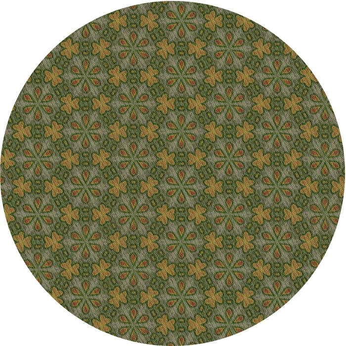 Square Patterned Army Green Rug, pat574brn