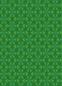 Machine Washable Transitional Green Rug, wshpat574grn