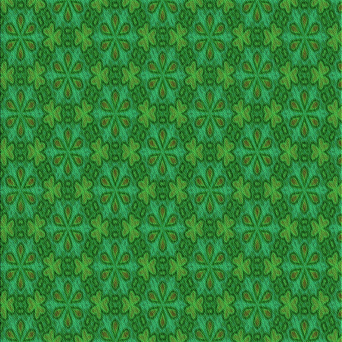 Machine Washable Transitional Green Rug, wshpat574grn