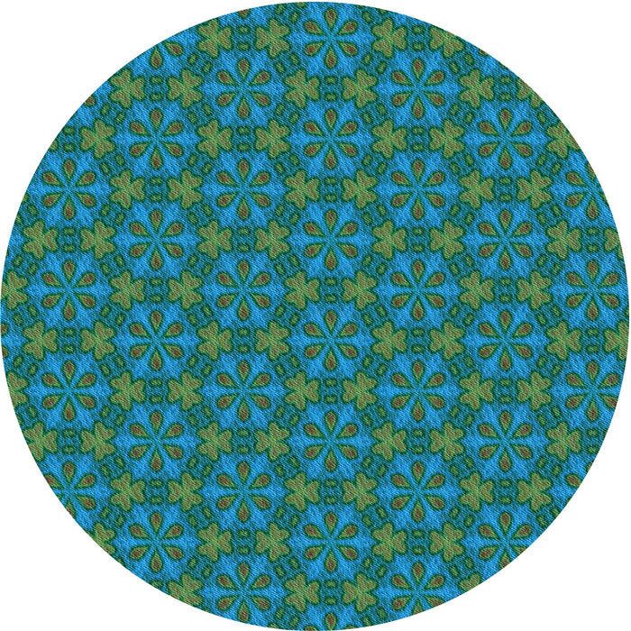 Square Patterned Medium Teal Green Rug, pat574lblu