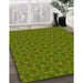 Patterned Seaweed Green Rug in Family Room, pat574yw