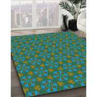 Patterned Light Sea Green Novelty Rug, pat574