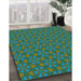 Patterned Light Sea Green Novelty Rug in Family Room, pat574