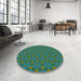 Round Patterned Light Sea Green Novelty Rug in a Office, pat574