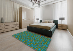 Patterned Light Sea Green Novelty Rug in a Bedroom, pat574