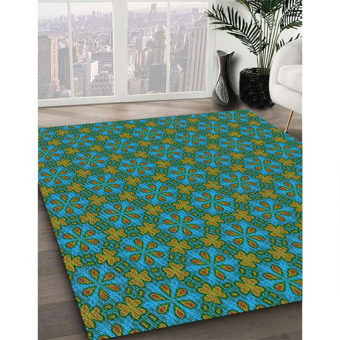 Machine Washable Transitional Light Sea Green Rug in a Family Room, wshpat574