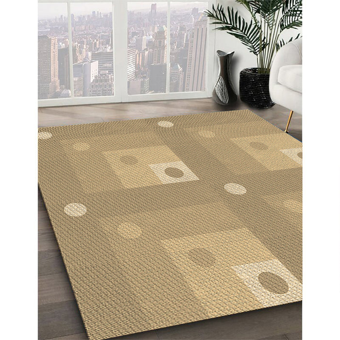 Machine Washable Transitional Yellow Orange Rug in a Family Room, wshpat575brn
