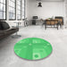 Round Patterned Neon Green Rug in a Office, pat575grn