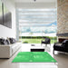 Machine Washable Transitional Neon Green Rug in a Kitchen, wshpat575grn