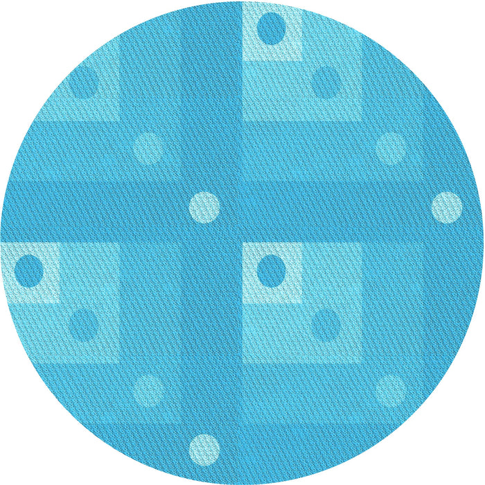 Square Machine Washable Transitional Bright Cyan Blue Rug in a Living Room, wshpat575lblu