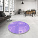 Round Patterned Bright Lilac Purple Rug in a Office, pat575pur