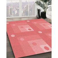 Patterned Fire Red Rug, pat575rd