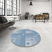 Round Patterned Jeans Blue Novelty Rug in a Office, pat575