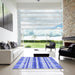 Square Patterned Blue Rug in a Living Room, pat576blu