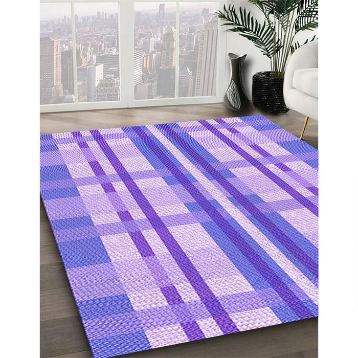 Patterned Purple Rug in Family Room, pat576pur