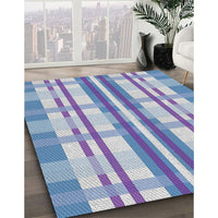 Patterned Slate Blue Novelty Rug, pat576