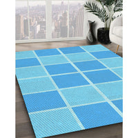 Patterned Deep Sky Blue Rug, pat578lblu