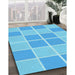 Patterned Deep Sky Blue Rug in Family Room, pat578lblu