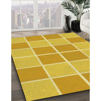 Patterned Bright Gold Yellow Rug, pat578yw