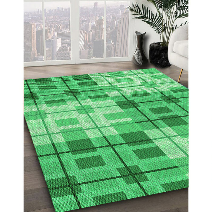 Machine Washable Transitional Lime Mint Green Rug in a Family Room, wshpat579grn