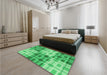 Patterned Lime Mint Green Rug in a Bedroom, pat579grn