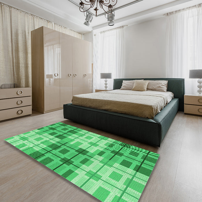 Round Machine Washable Transitional Lime Mint Green Rug in a Office, wshpat579grn