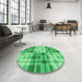 Round Patterned Lime Mint Green Rug in a Office, pat579grn