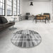 Round Patterned Silver Gray Rug in a Office, pat579gry