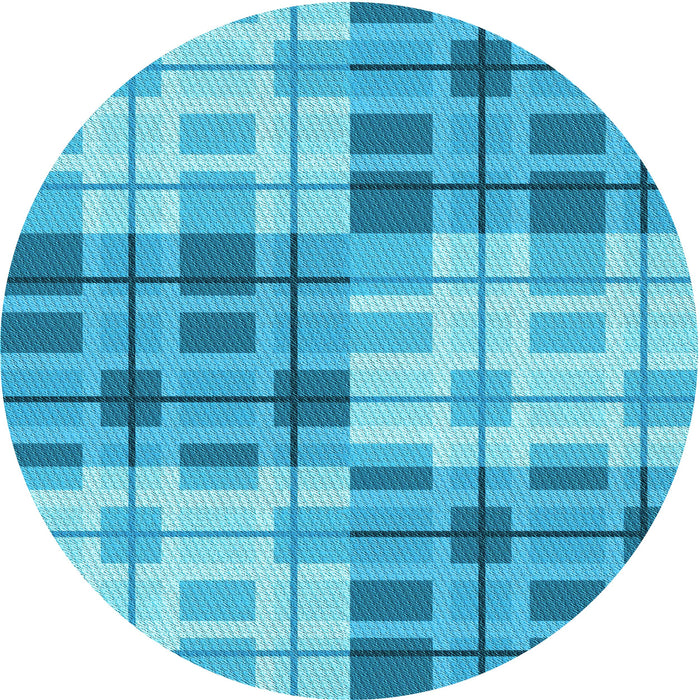 Square Patterned Bright Turquoise Blue Rug, pat579lblu