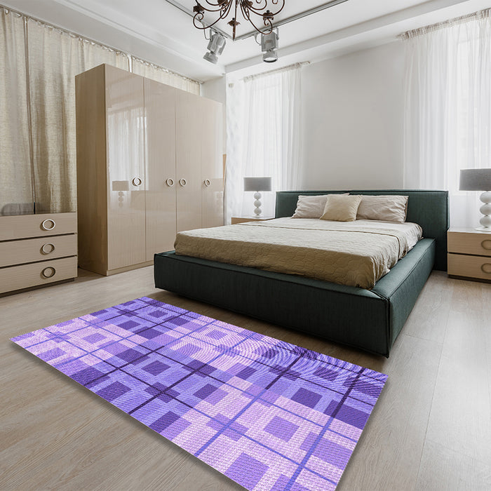 Round Machine Washable Transitional Purple Rug in a Office, wshpat579pur